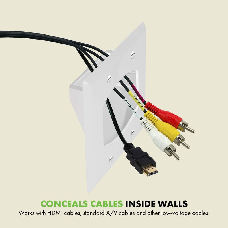 TOPGREENER Recessed Low Voltage Cable Wall Plate for Home Theaters, Size 2-Gang 4.50" x 4.50", Polycarbonate Thermoplastic, TG8882-2PCS, White (2 Pack) - Image 3
